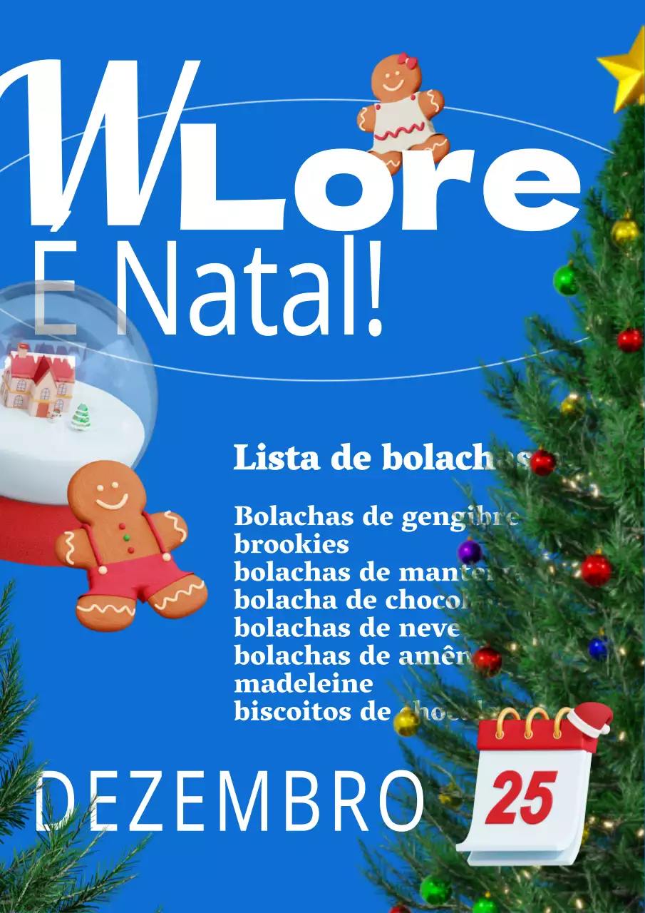 Cartaz de bolachas de Natal com um toque retro sobre um fundo azul