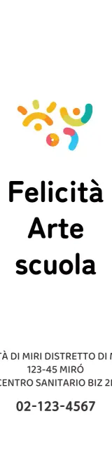 Logo e informazioni su una scuola d'arte semplice e colorata.