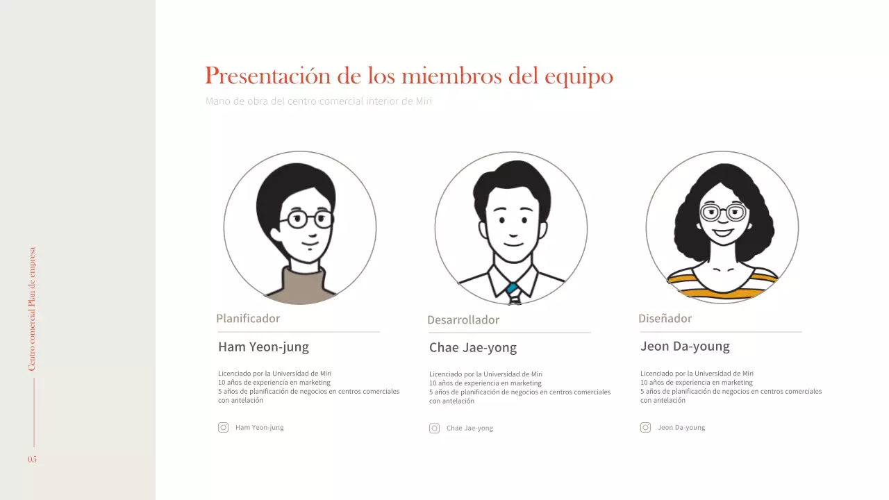 Interior sencillo y cálido en naranja y marrón Plan de negocio de un centro comercial