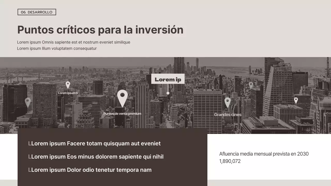 Folleto sencillo en blanco y marrón de inversión inmobiliaria comercial