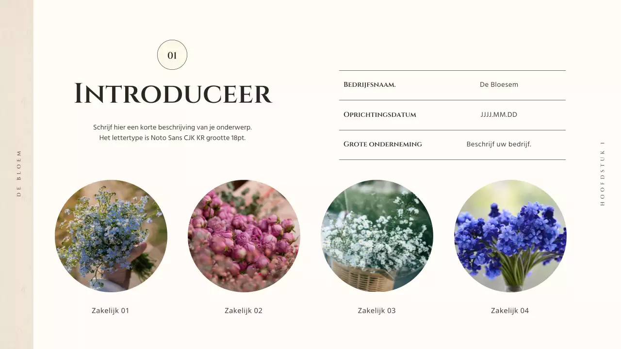 Bloemenwinkel introductie met aquarel afbeelding van beige bloemen