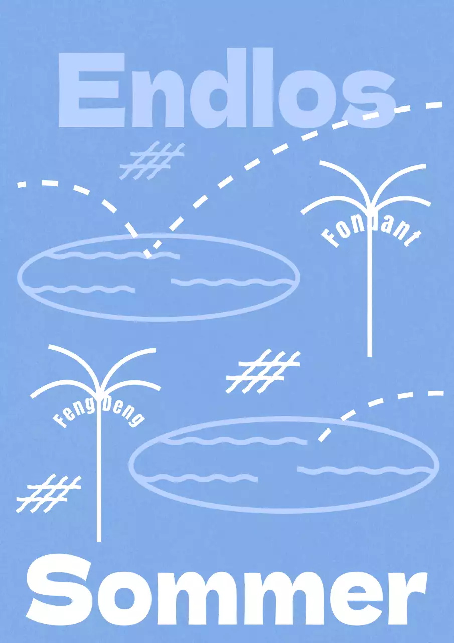 Hellblaue Palme und Pool Linie Illustration