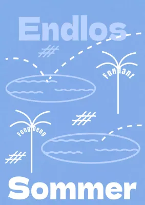 Hellblaue Palme und Pool Linie Illustration