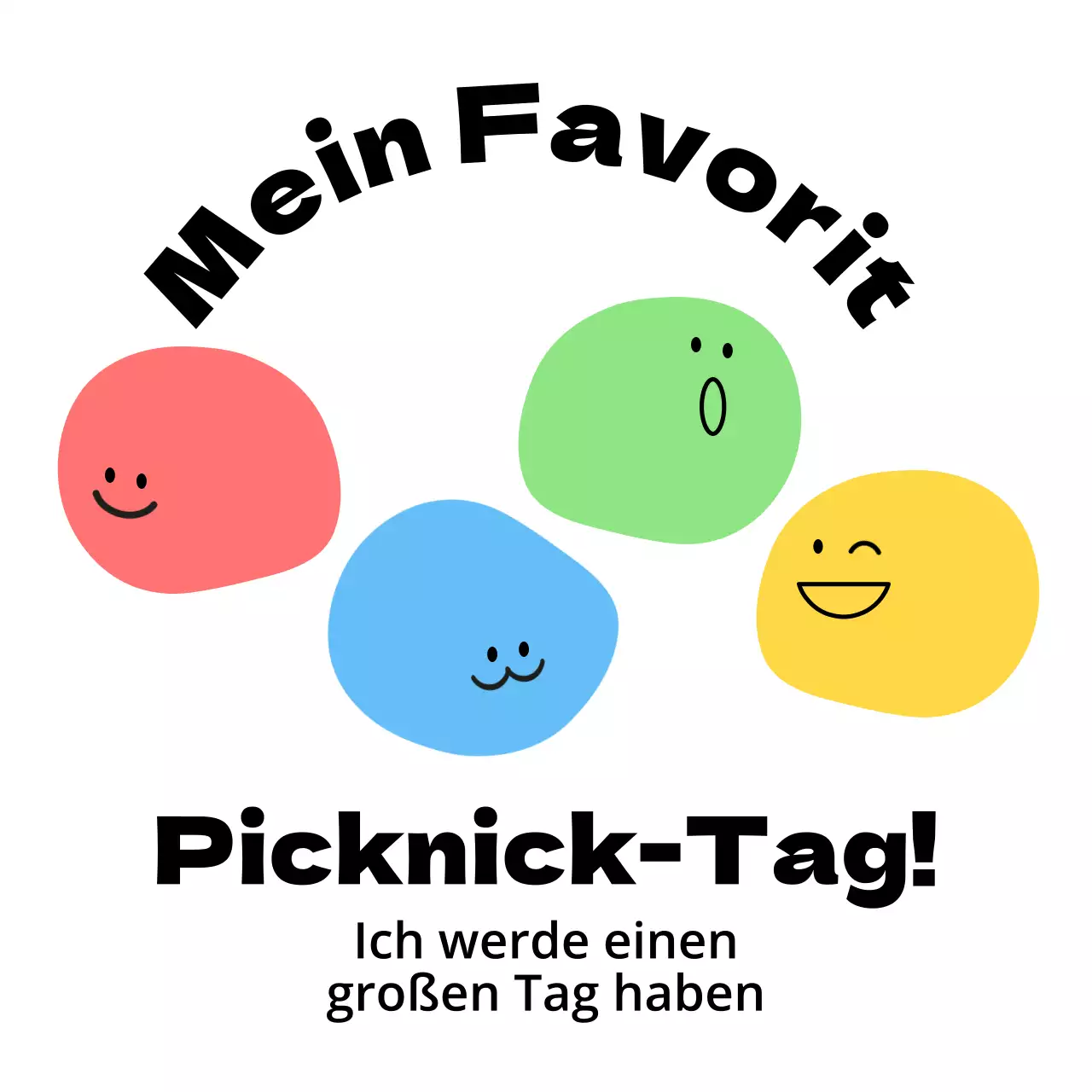 Niedliche, farbenfrohe T-Shirts für die Picknickgruppe im Vorschulalter