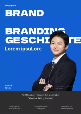 Einfaches Branding mit Schwerpunkt auf Menschen in Blau und Schwarz