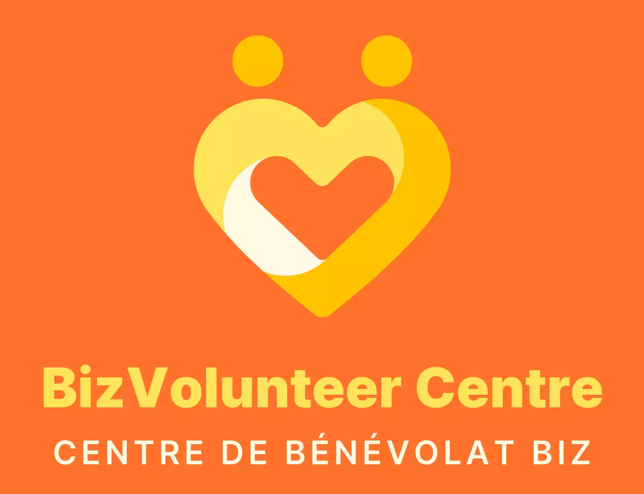 Logo simple en forme de cœur dans les tons orange et jaune vif Organisation centrale de sensibilisation