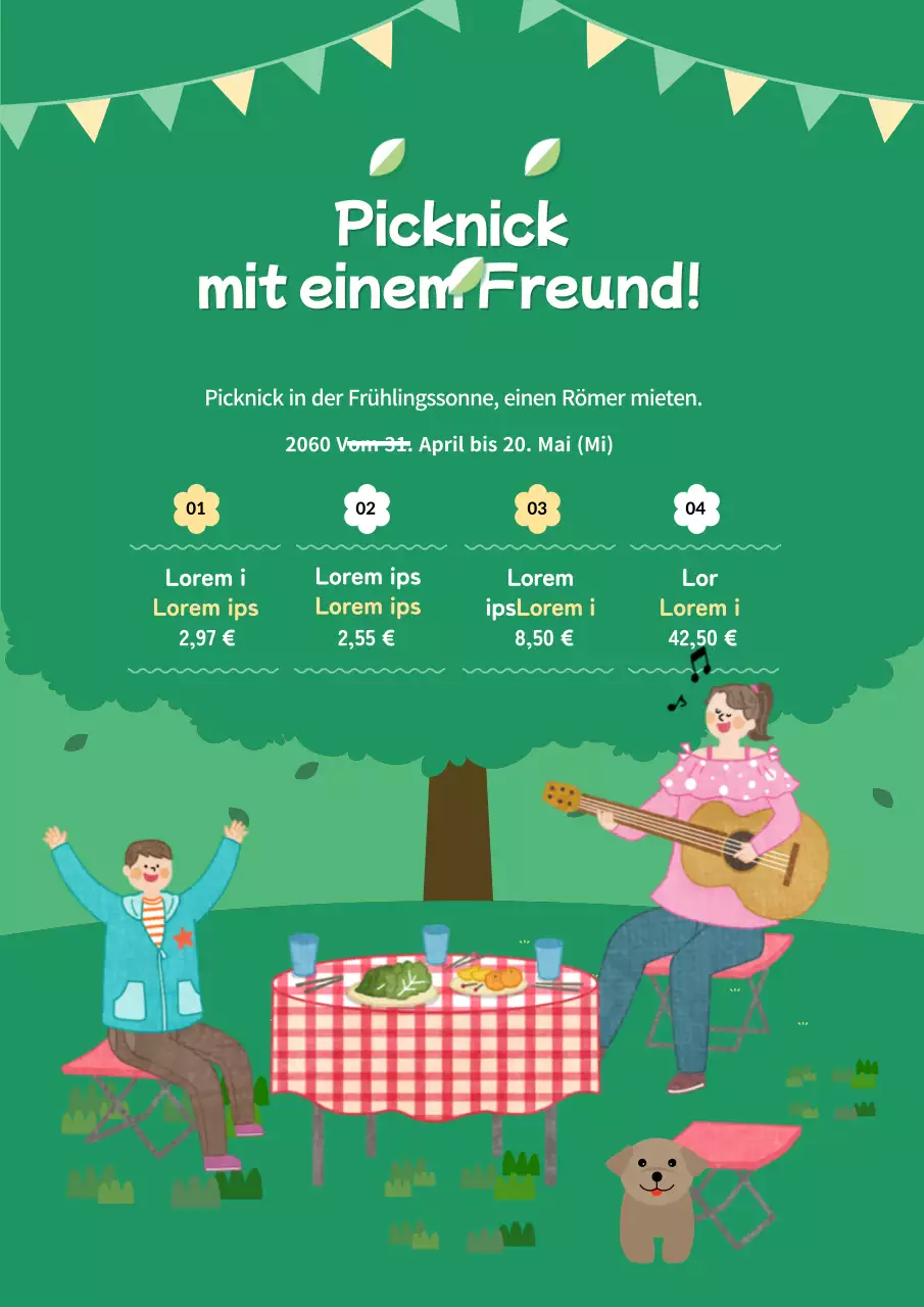 Grünes und waldiges Picknick-Werbematerial