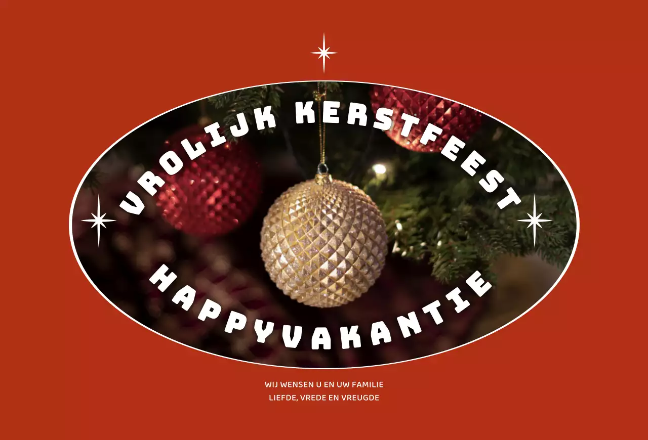 Rode kerstfoto kerstkaart