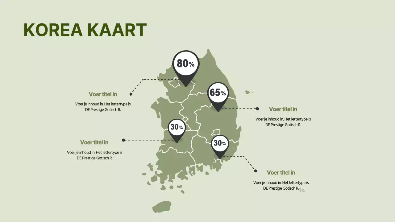 Zuid-Korea kaart in groen