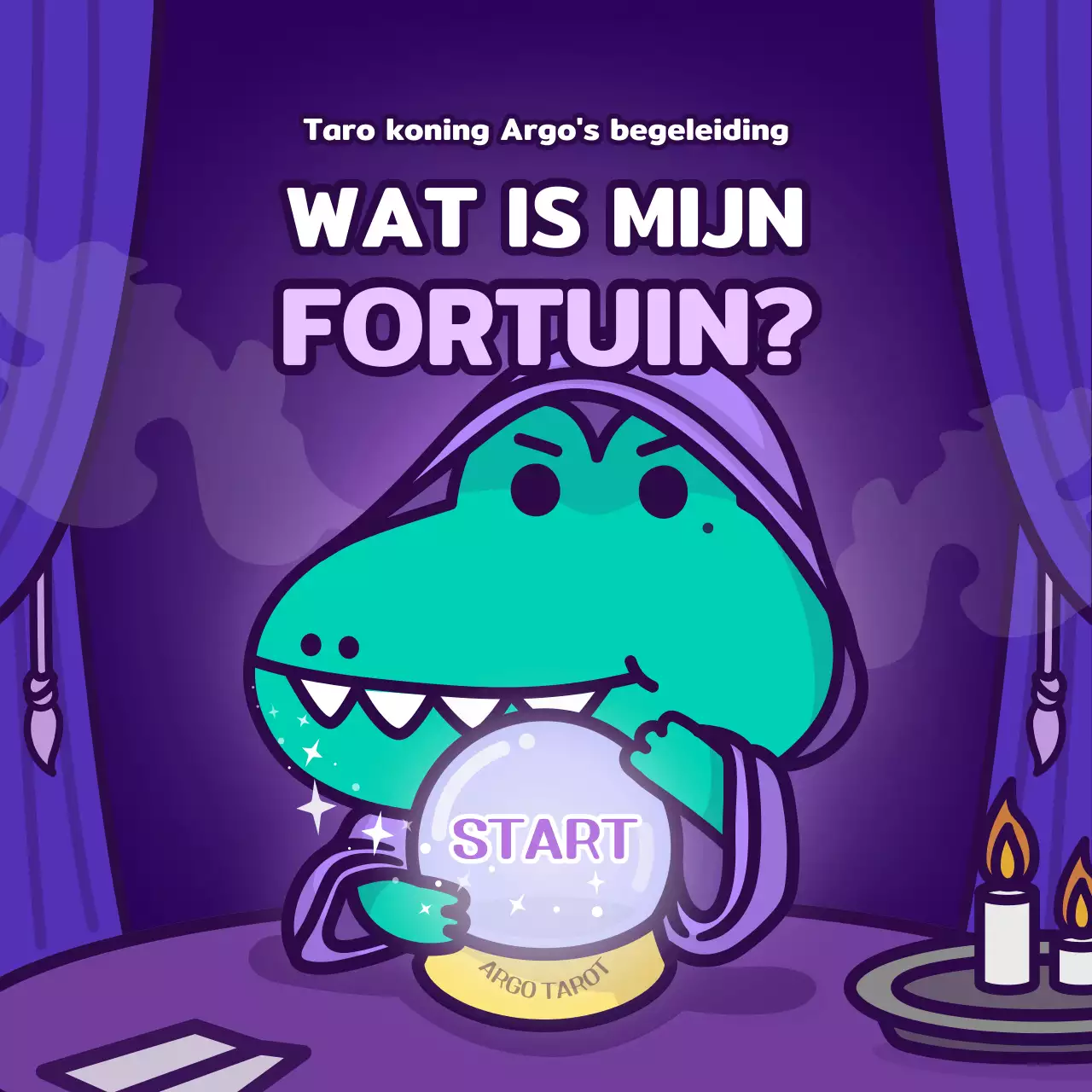 Tarotkaart psychologie test met een paars karakter concept