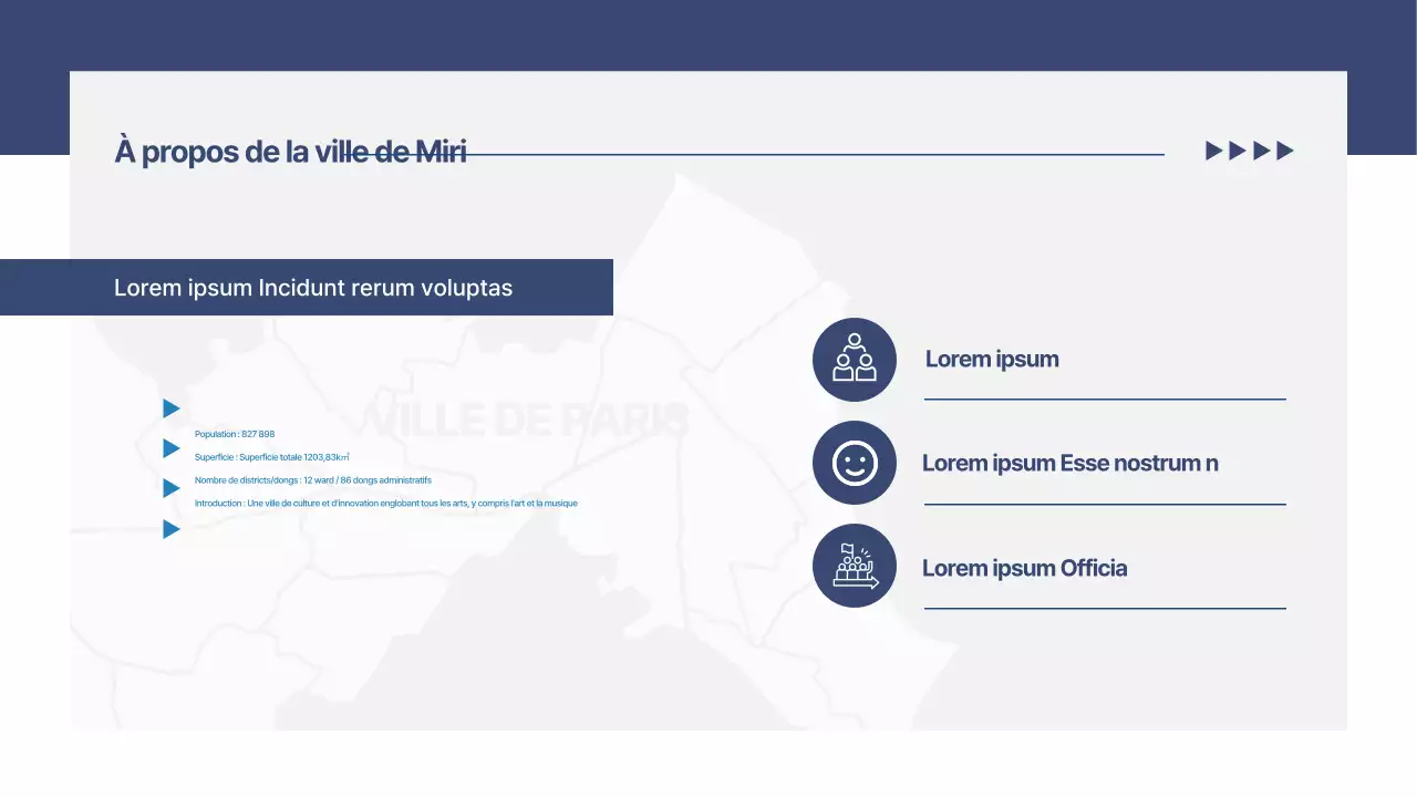 Un simple rapport de proposition d'engagement communautaire en bleu marine et blanc