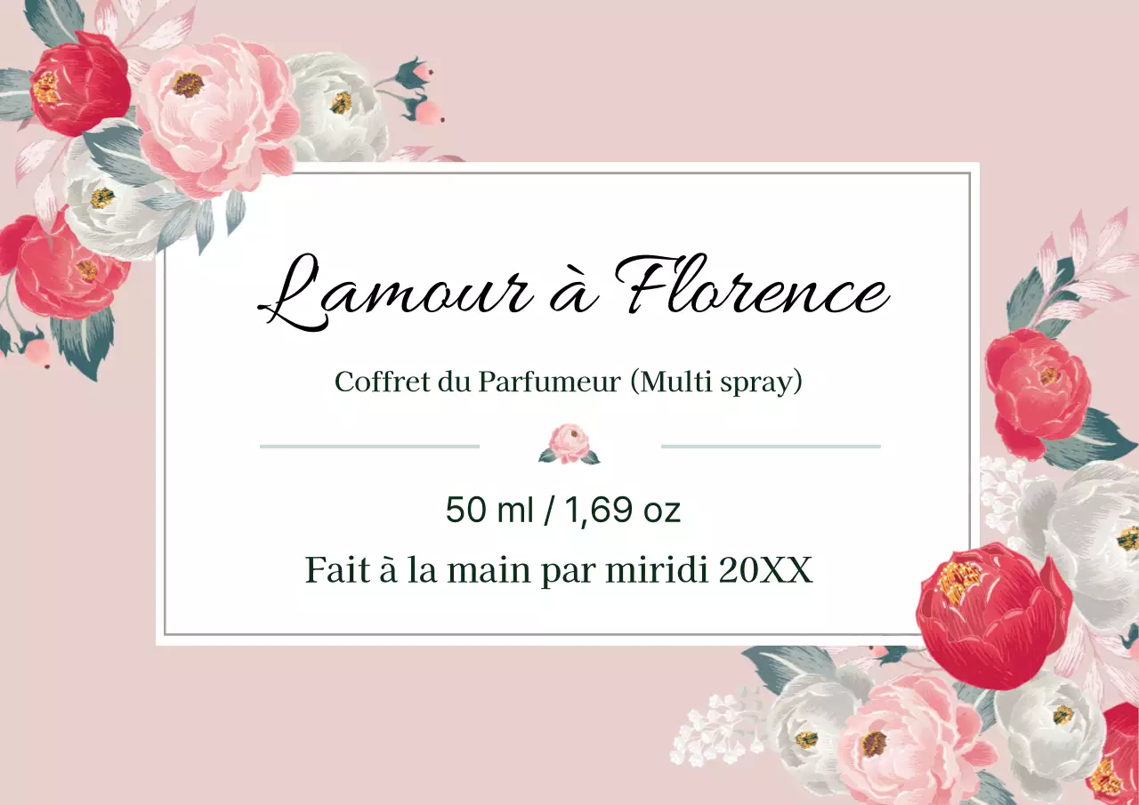 Étiquette de parfum vintage avec illustration rose