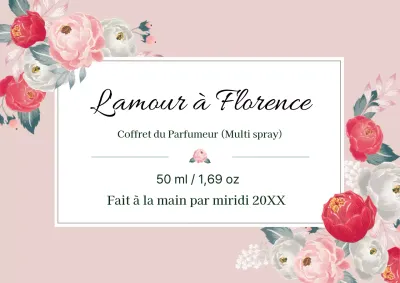 Étiquette de parfum vintage avec illustration rose