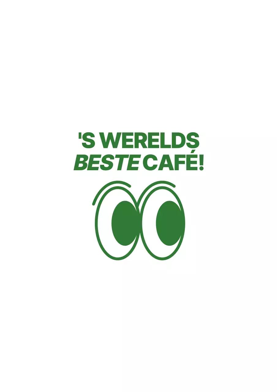 Eenvoudige en hippe oogillustratie in groen en wit voor café merchandise en promoties