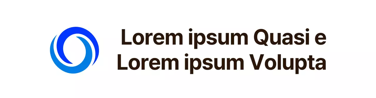 Estrutura de texto com um logótipo simbólico simples em azul e azul claro Estilo de alinhamento Peça promocional que destaca um slogan empresarial