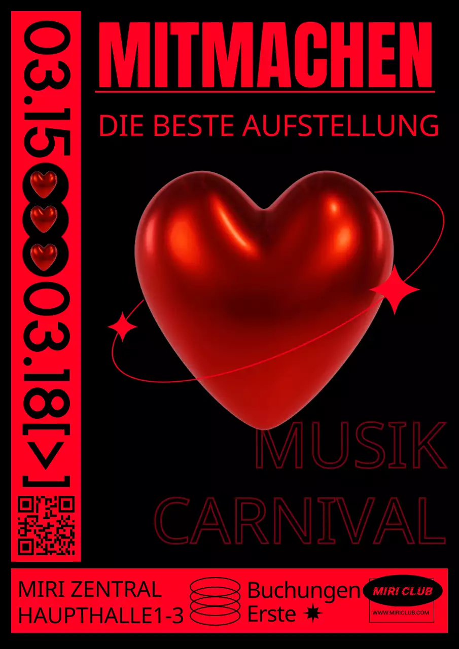 Dreidimensionale, trendige und angesagte Clubwerbung in Rot und Schwarz