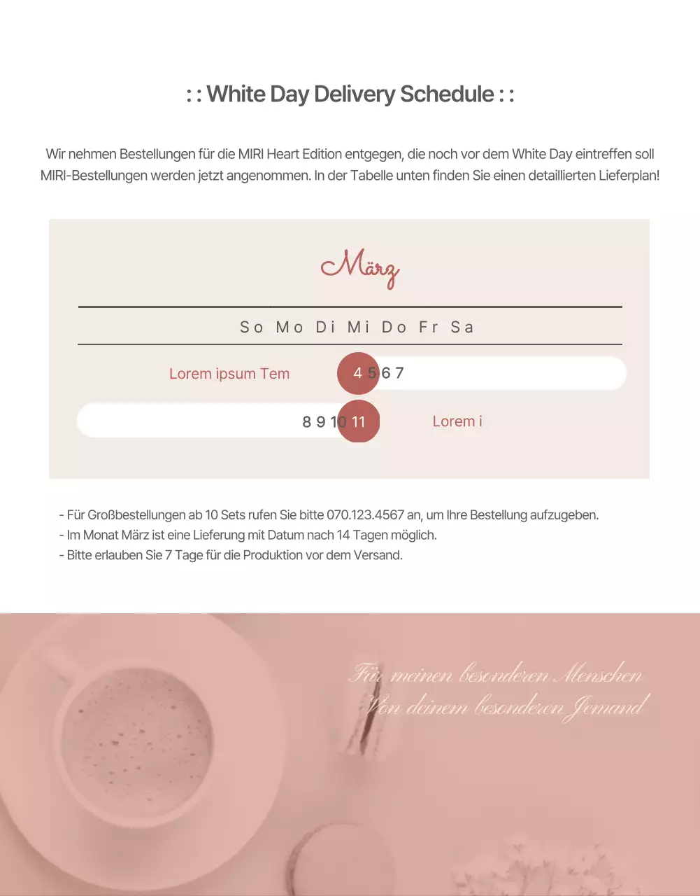 Moderne Macarons zum Weißen Tag in Rosa und Beige Product Brief