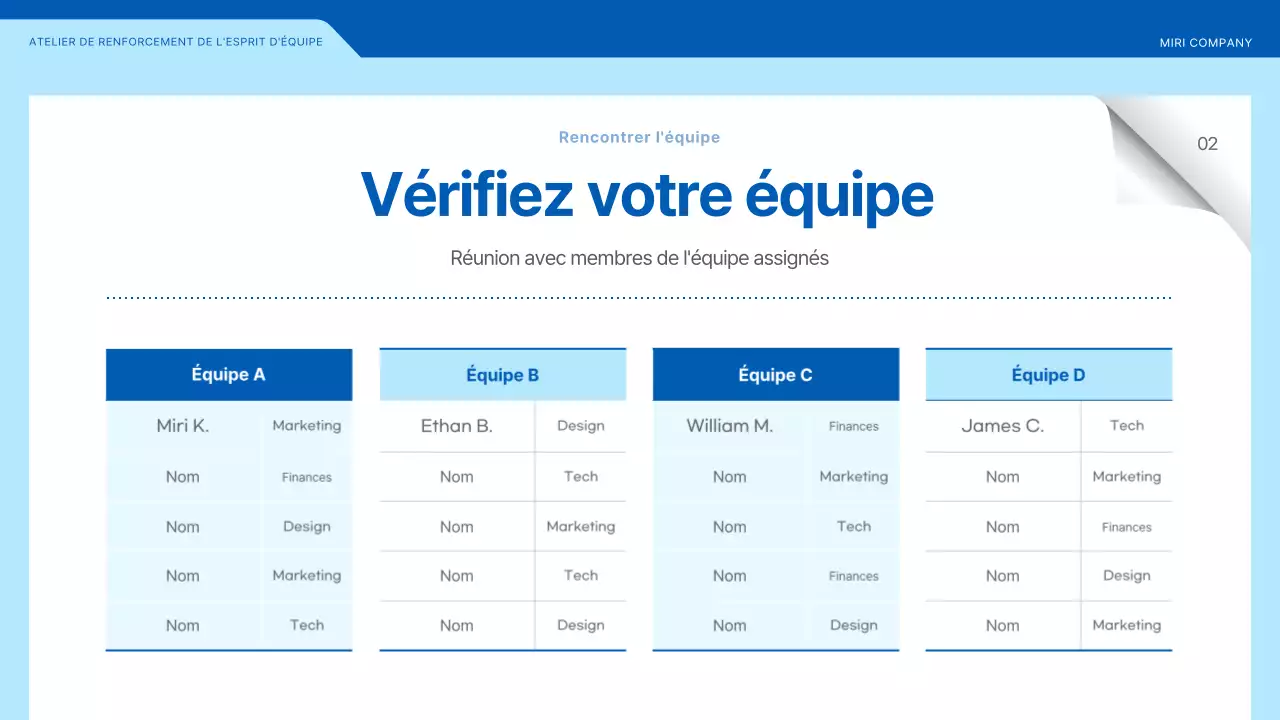 Atelier de team building mettant en valeur les illustrations en bleu et jaune