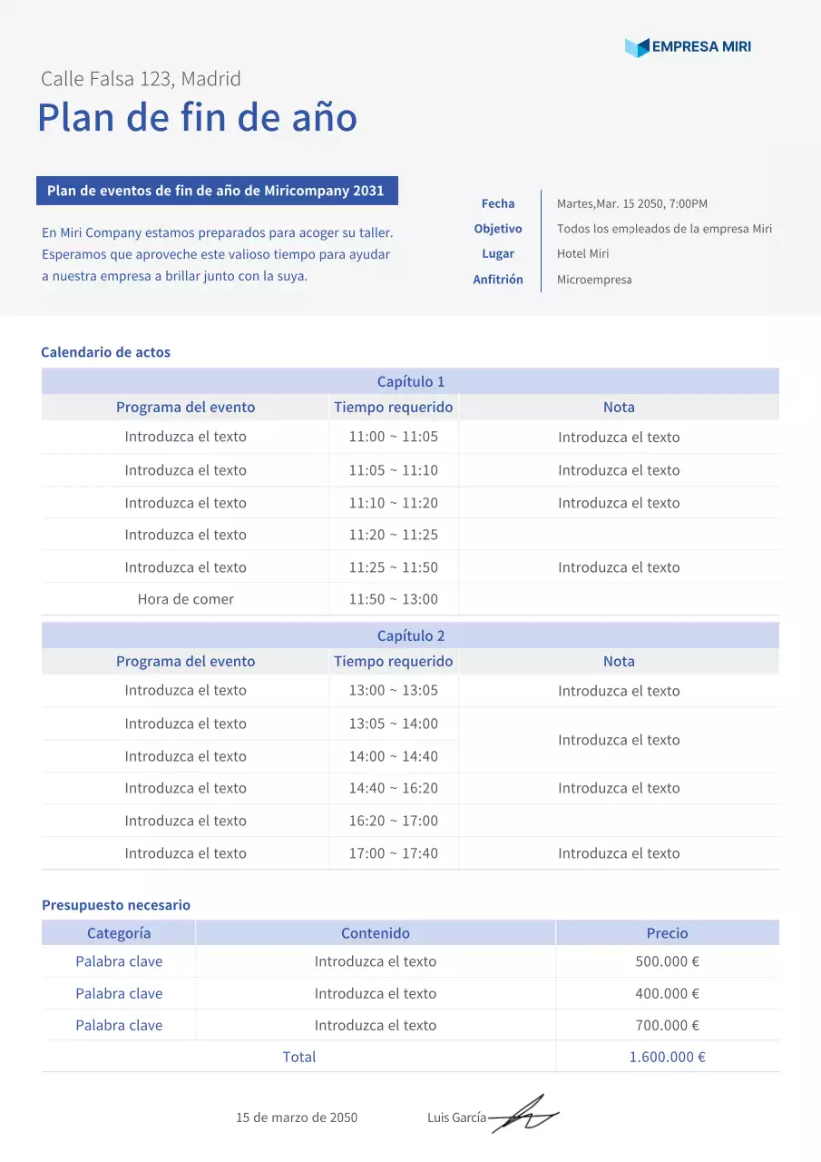 Un sencillo plan de ceremonia de clausura en grises y azules apagados