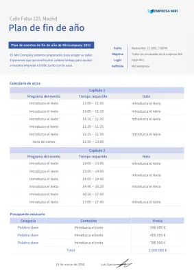Un sencillo plan de ceremonia de clausura en grises y azules apagados