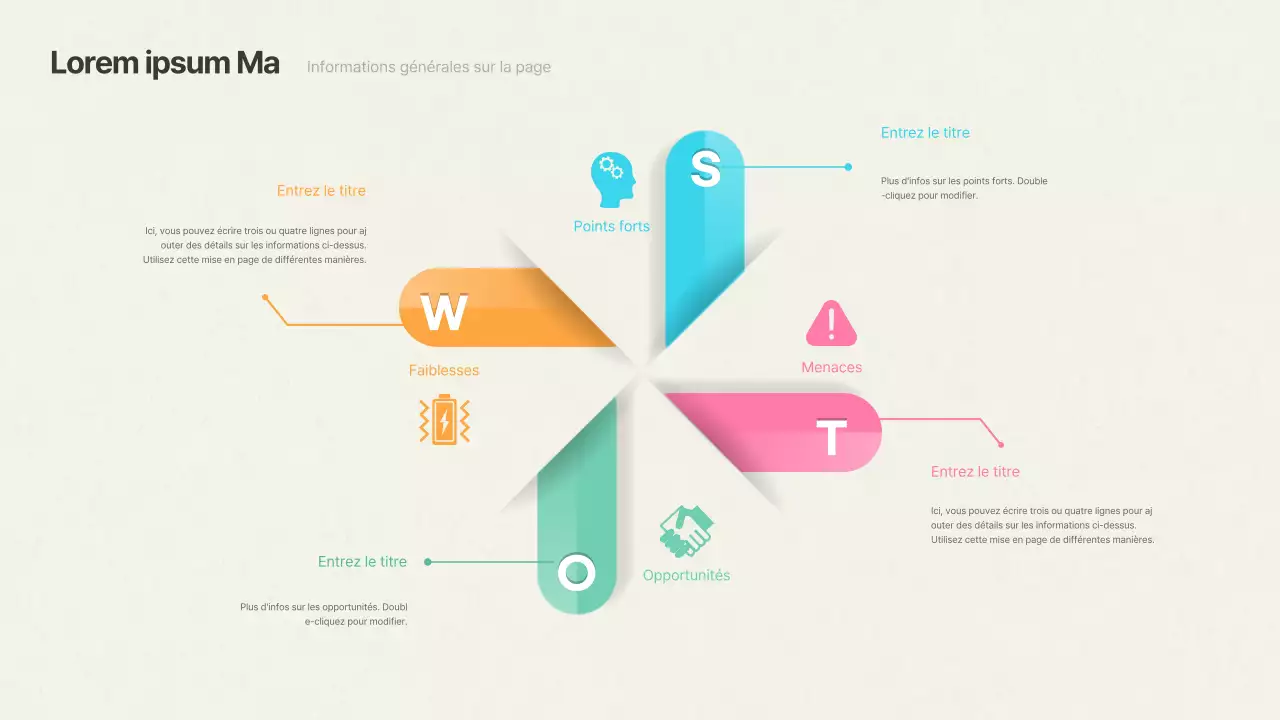 Concept de papier pastel, tridimensionnel Graphique SWOT