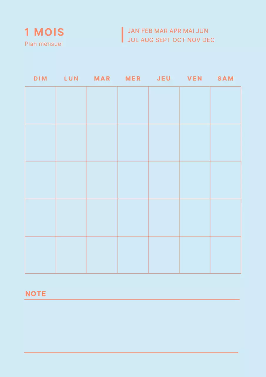 Planificateur Line Munsley en bleu clair et orange