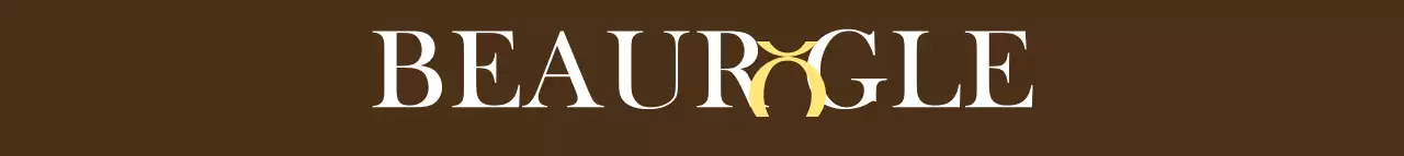 Logo texte simple et émotionnel avec des points d'alphabet en marron, blanc et jaune pour la promotion et les ventes d'un magasin de produits de beauté.