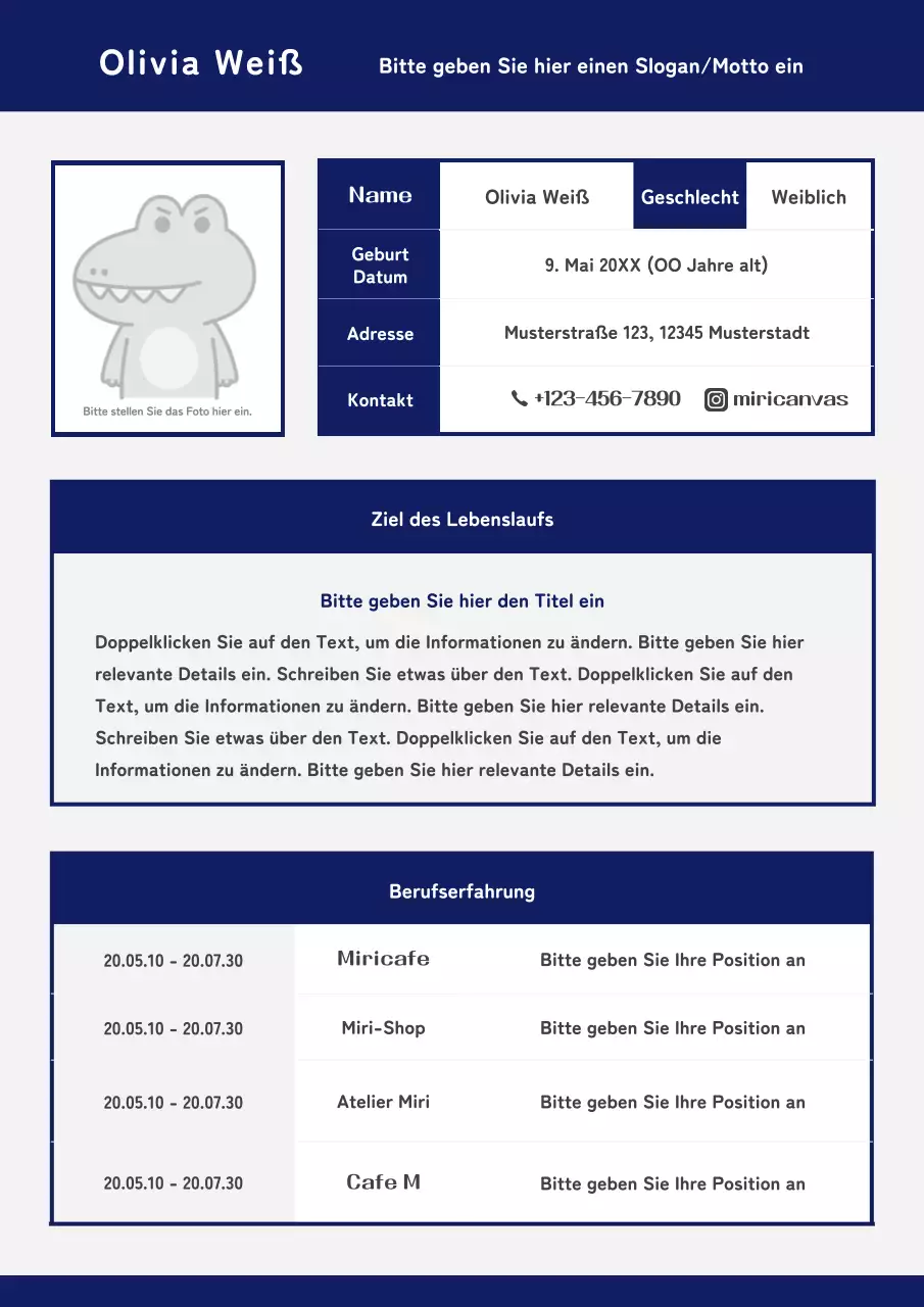 Bewerben Sie sich für einen sauberen Teilzeitjob in Weiß und Marineblau