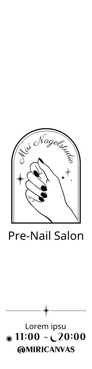 Werbung mit einer schwarzen, gehobenen Nailart-Shop-Illustration