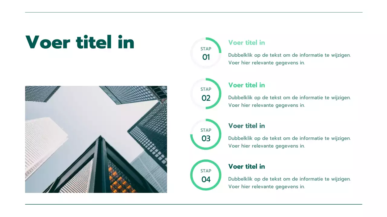 Presentatie met verschillende grafieken in groene kleurverlopen