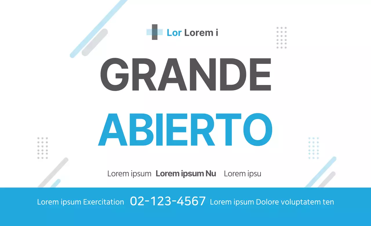 Estilo de texto sencillo en azul claro y negro para anuncios de apertura de hospitales