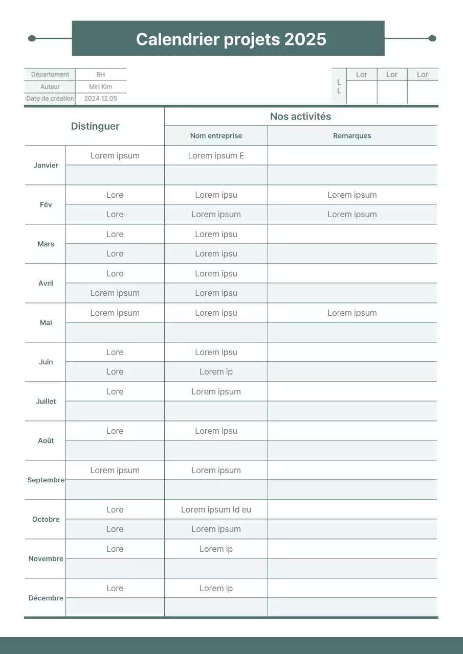 Un agenda propre et vert