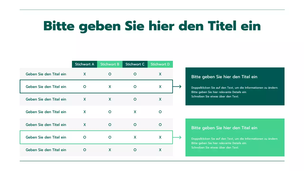 Präsentation mit verschiedenen Diagrammen in grünen Farbverläufen