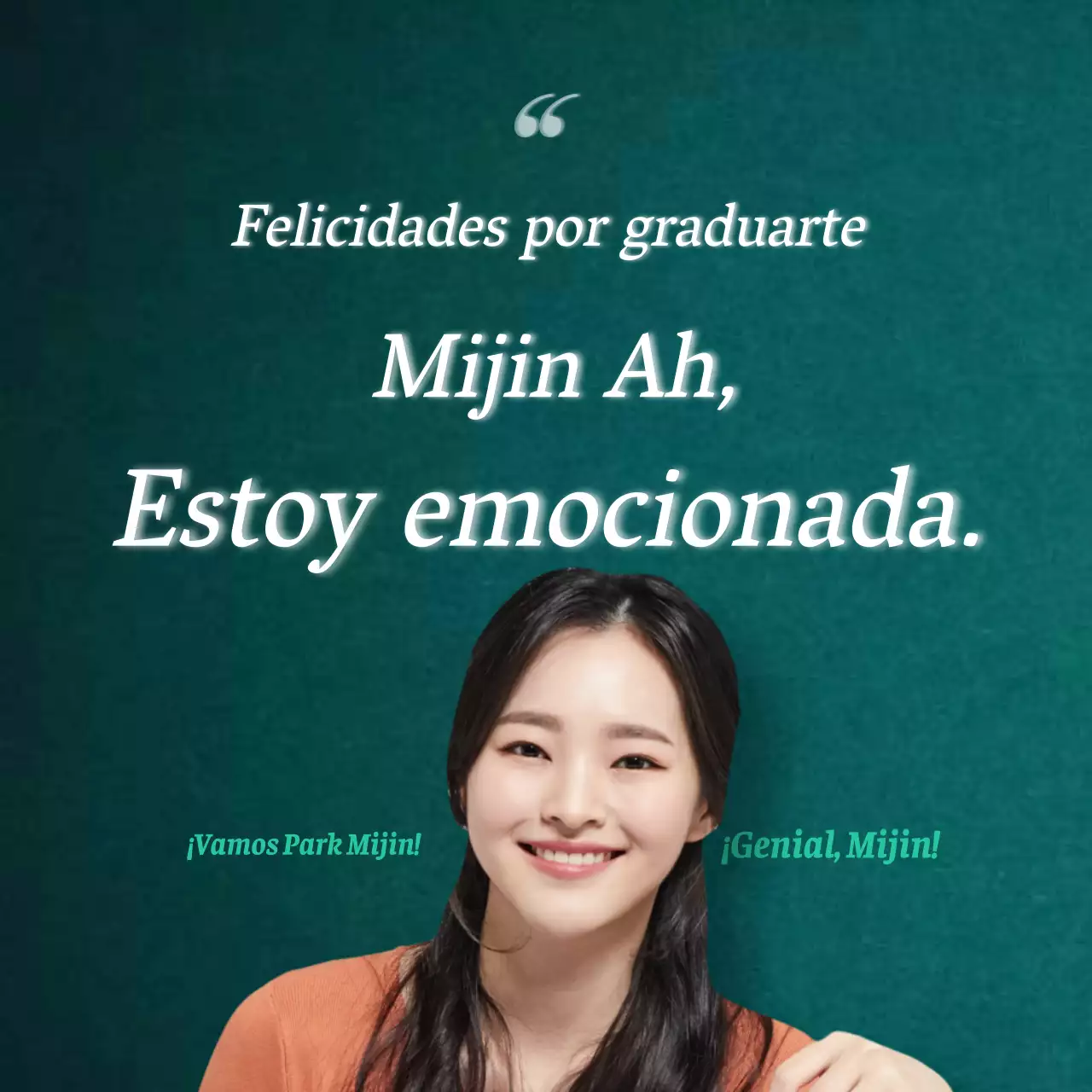 Elegante texto de graduación en degradado verde