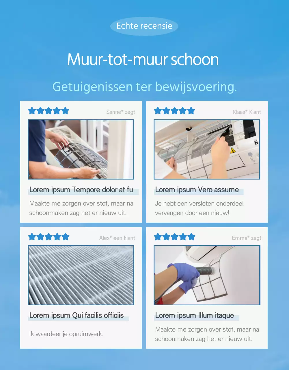 Hemelsblauwe koele airconditioningreiniging promoten