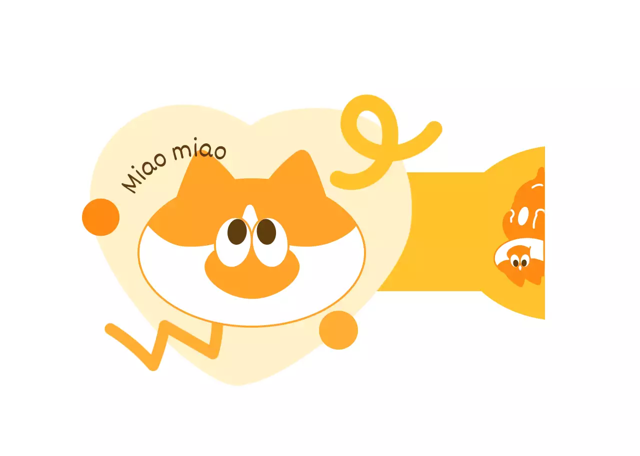 Per il merchandising con simpatiche illustrazioni e forme di gatti gialli e arancioni