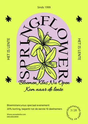 Fluorescerend geel en roze lentebloemen open evenement