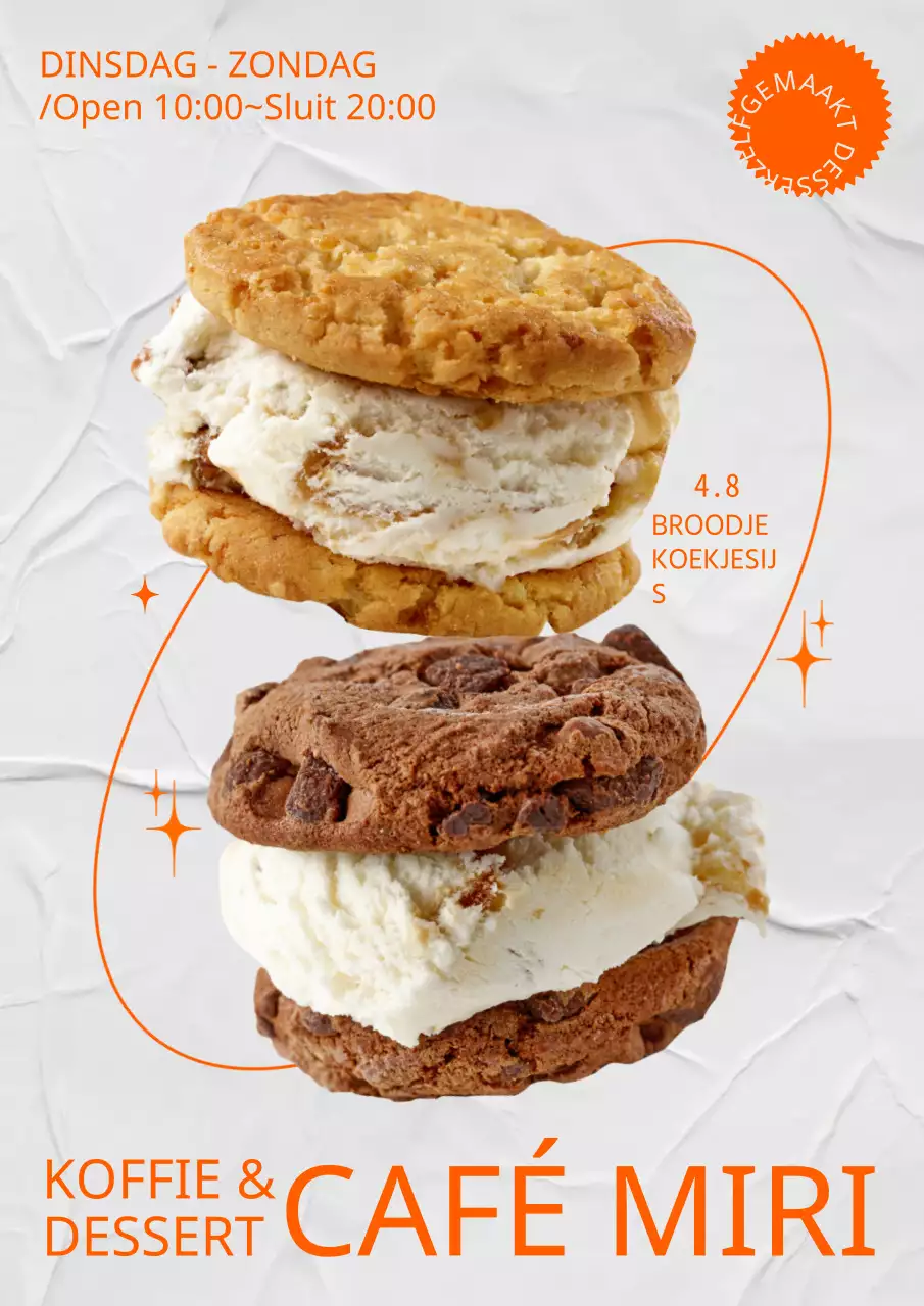 Vintage café poster in oranje