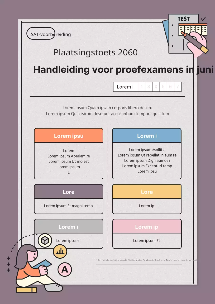 Je begeleiden door een proefexamen met een paars testpapiergevoel