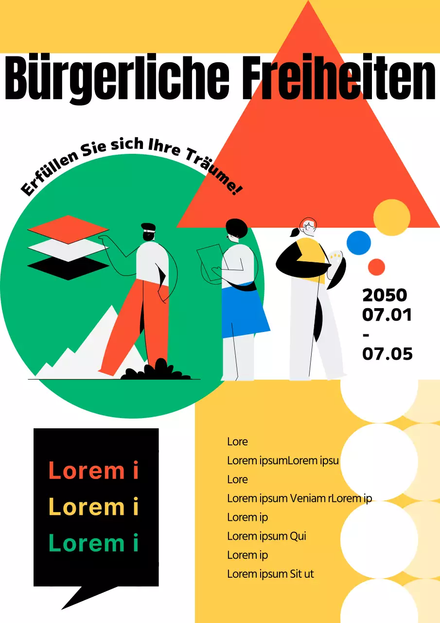 Ankündigung der Citizen University in kräftigen Primärfarben