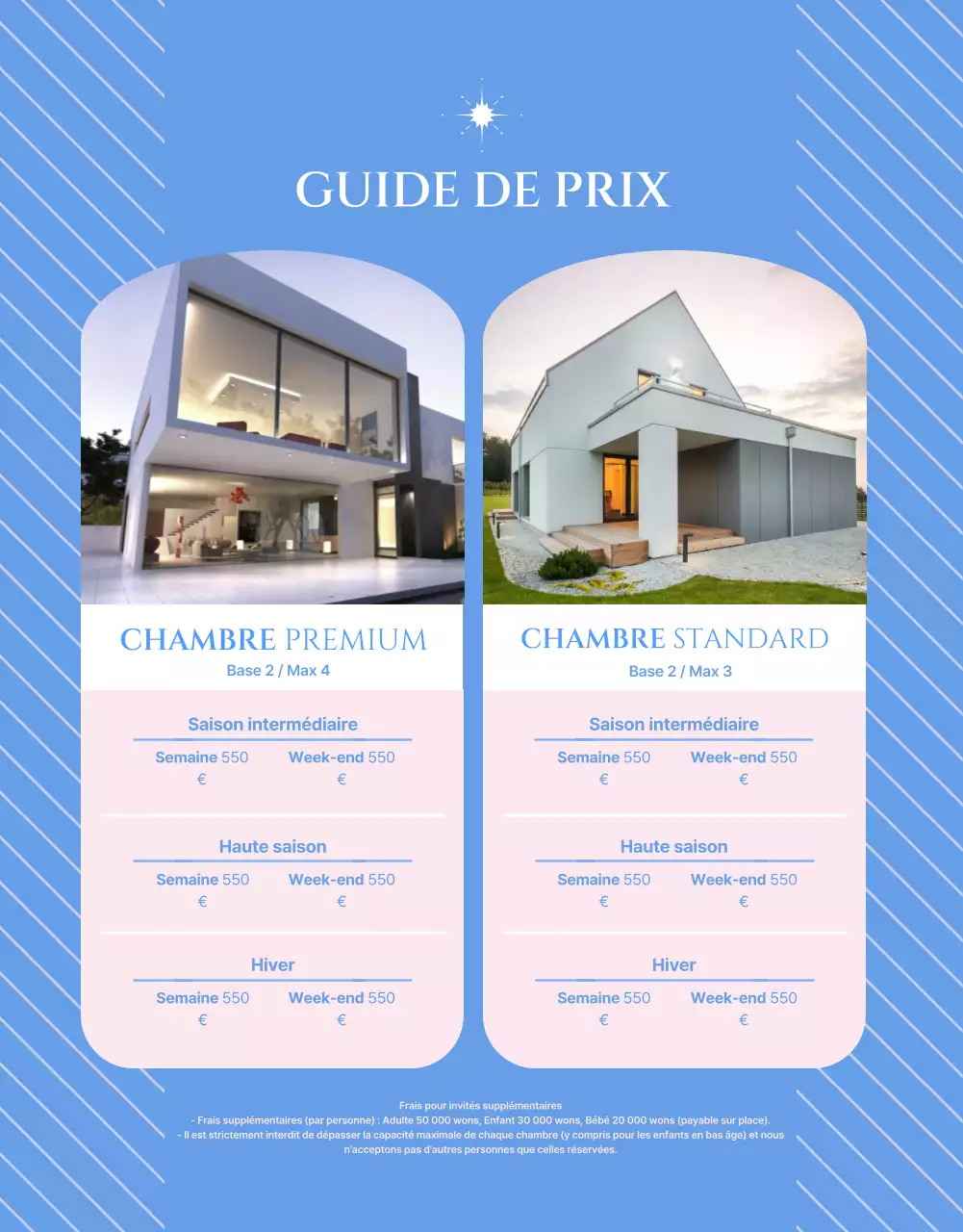 Comment réserver une villa avec piscine dont les couleurs contrastent entre le rose pâle et le bleu froid ?