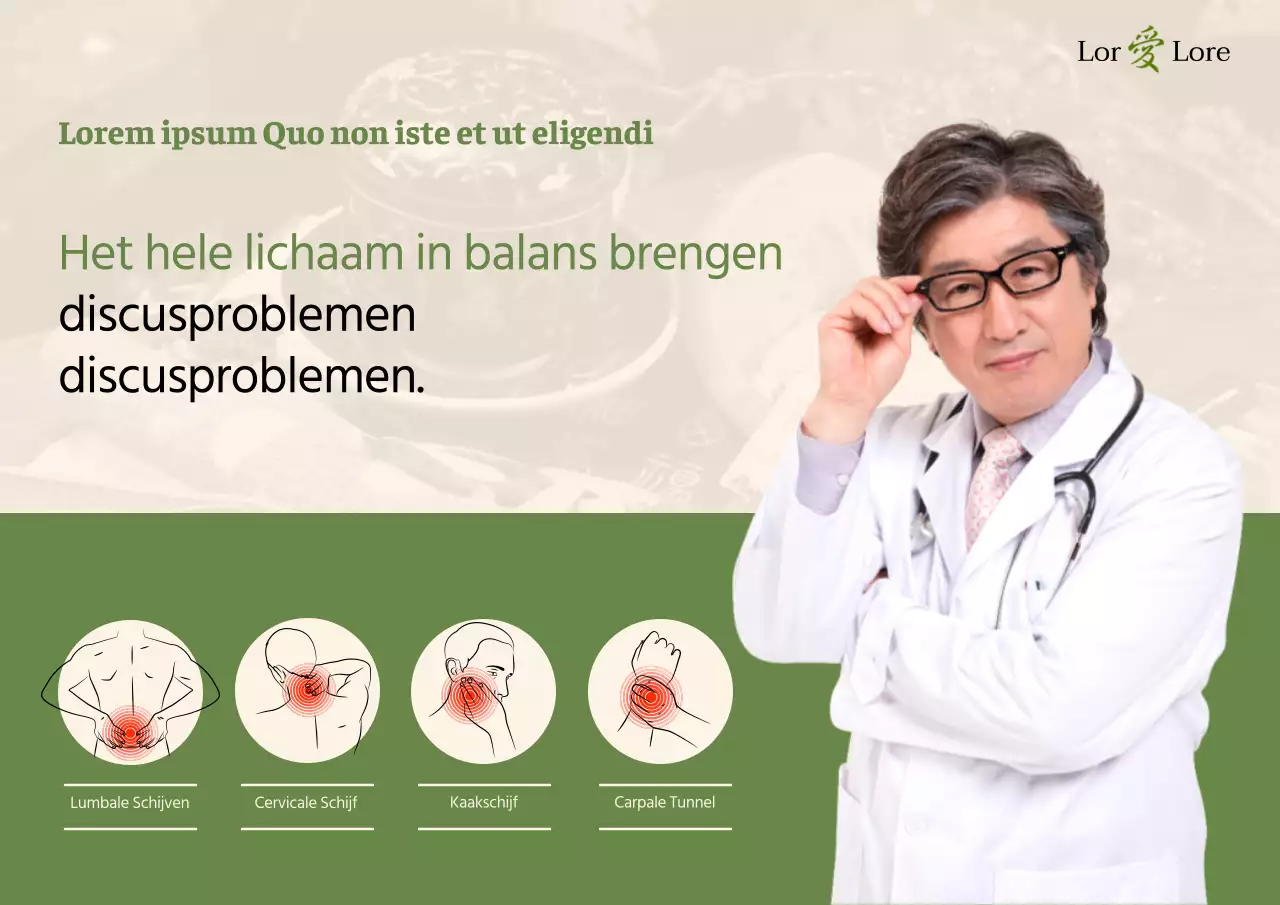 Een strak concept met groene kleuren voor een reclame voor een oosterse kliniek
