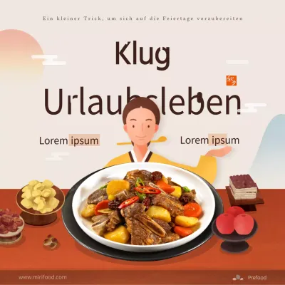 Förderung eines orange-braun illustrierten Konzepts für ein Festtagsmenü