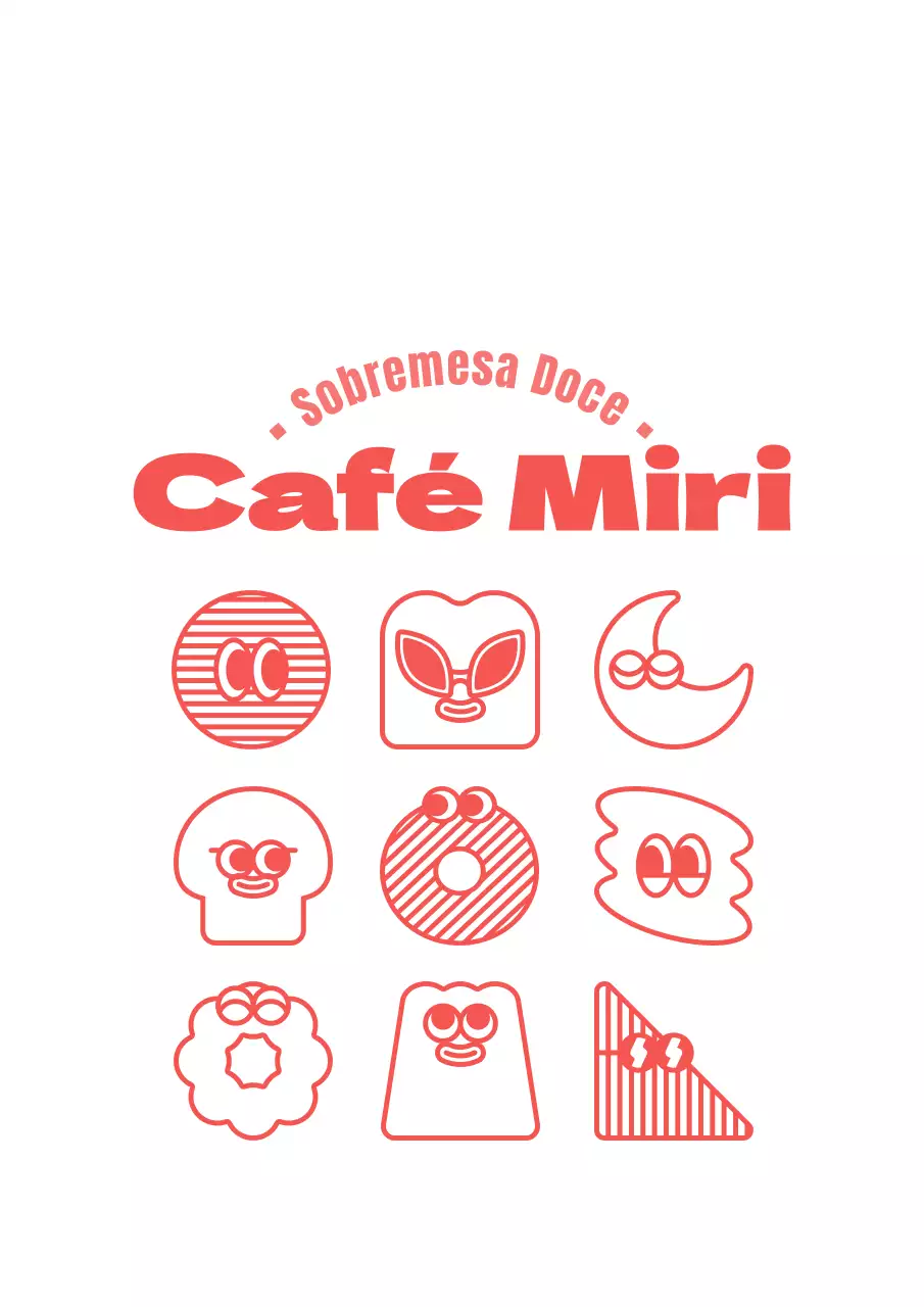 Combinação de ilustrações de sobremesas giras e fofas em estilo cor-de-rosa e branco para produtos e promoções de cafés