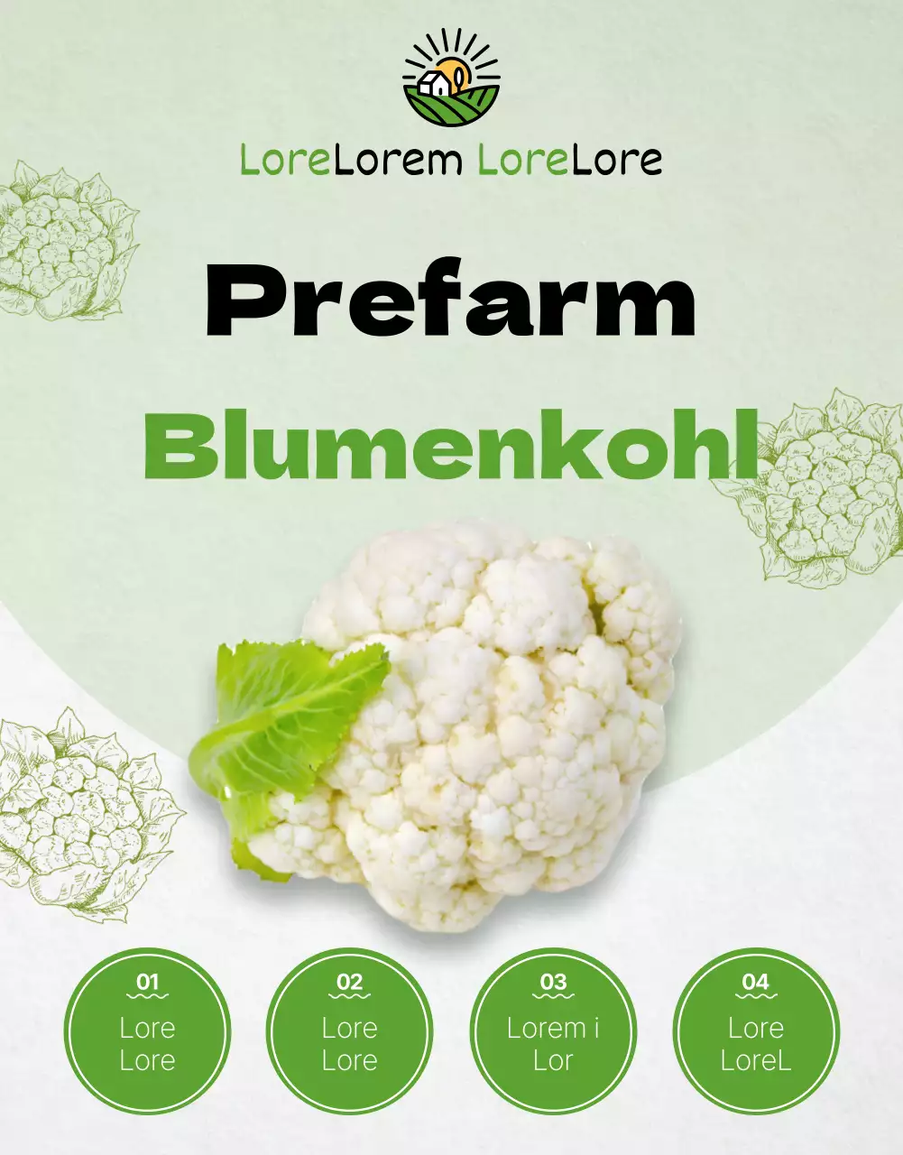 Gesunder Blumenkohl mit grünem Chartreuse-Thema