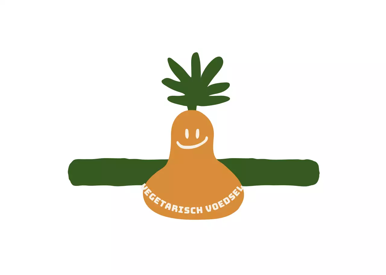 Eco-vriendelijke veganistische productgids met oranje en groene minimalistische organische conceptillustraties