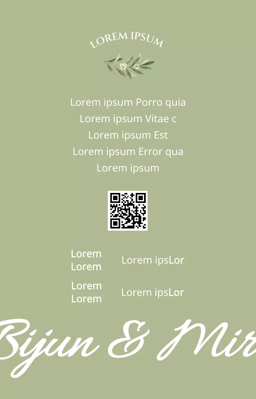 Een ingetogen fotokaart huwelijksuitnodiging met groene accenten