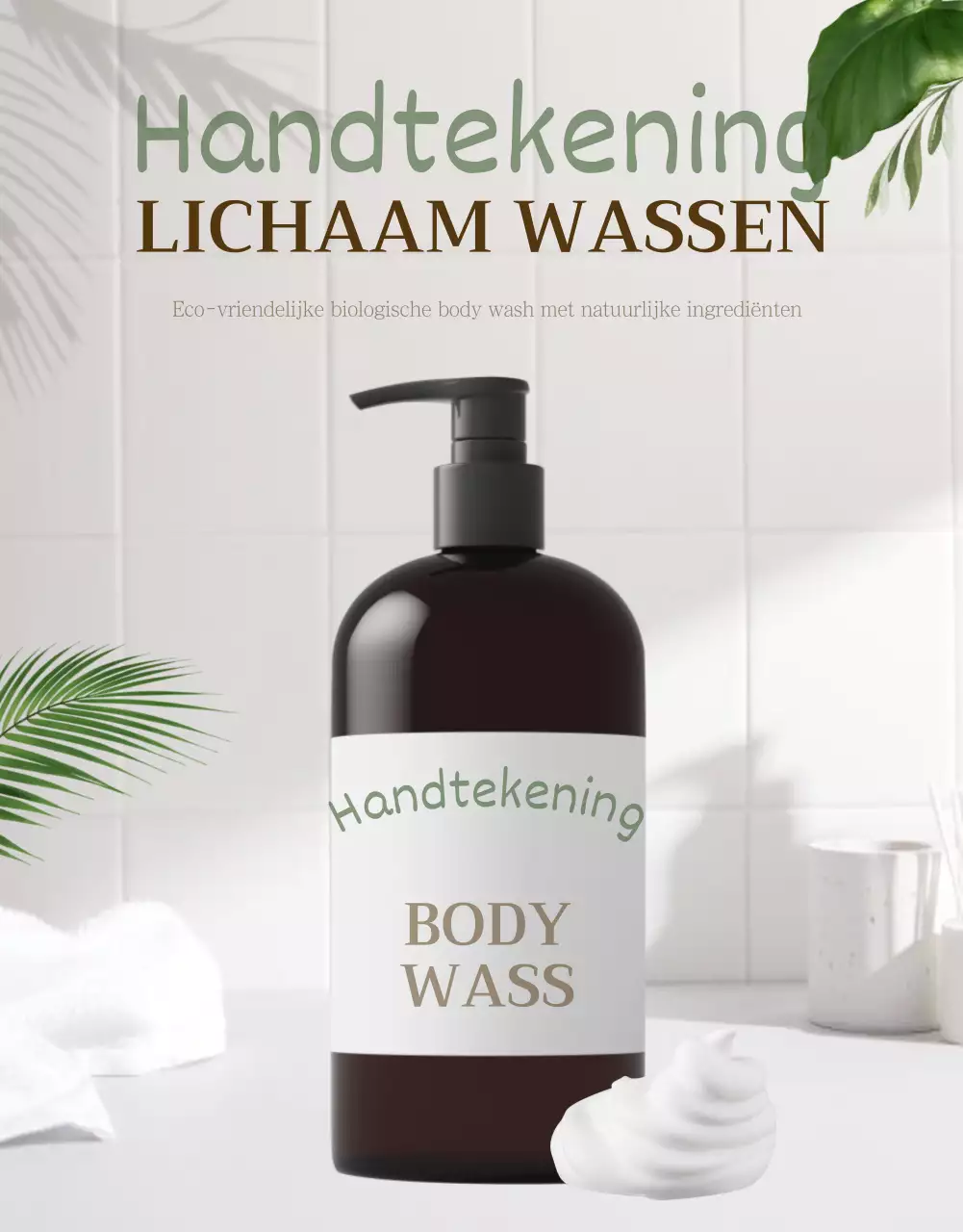 Een groene, natuurlijke, eenvoudige body wash promoten