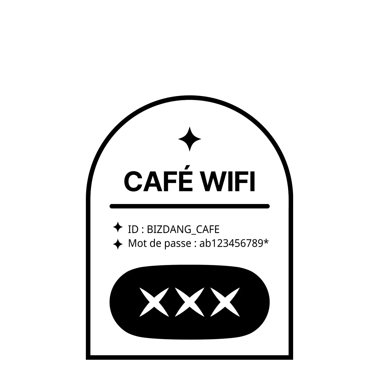 Icône de dessert simple et propre, en noir et blanc, et combinaison de texte pour l'information sur les magasins.