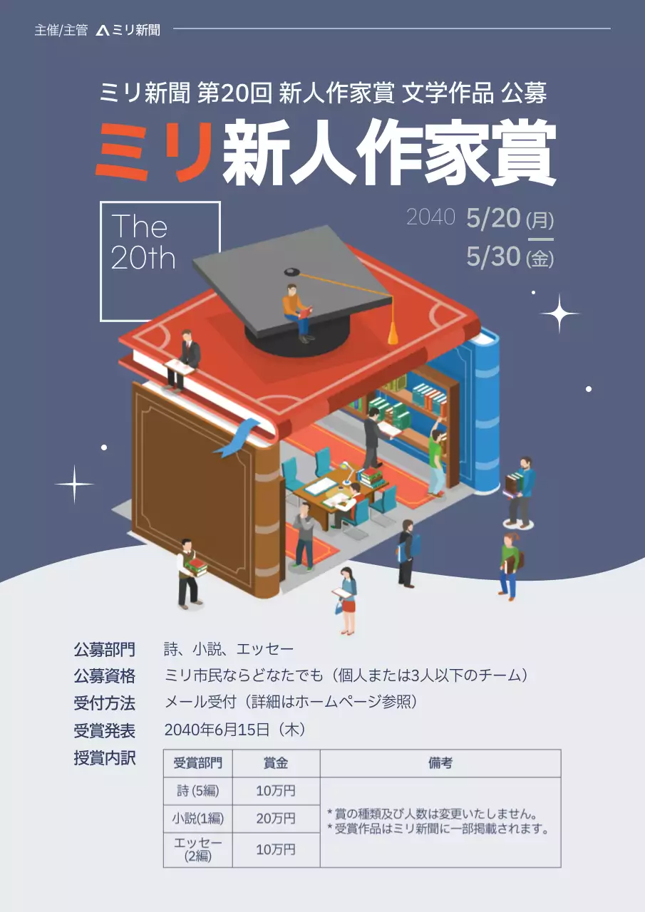 青 モダン 文学 ポスター 文書フォーム